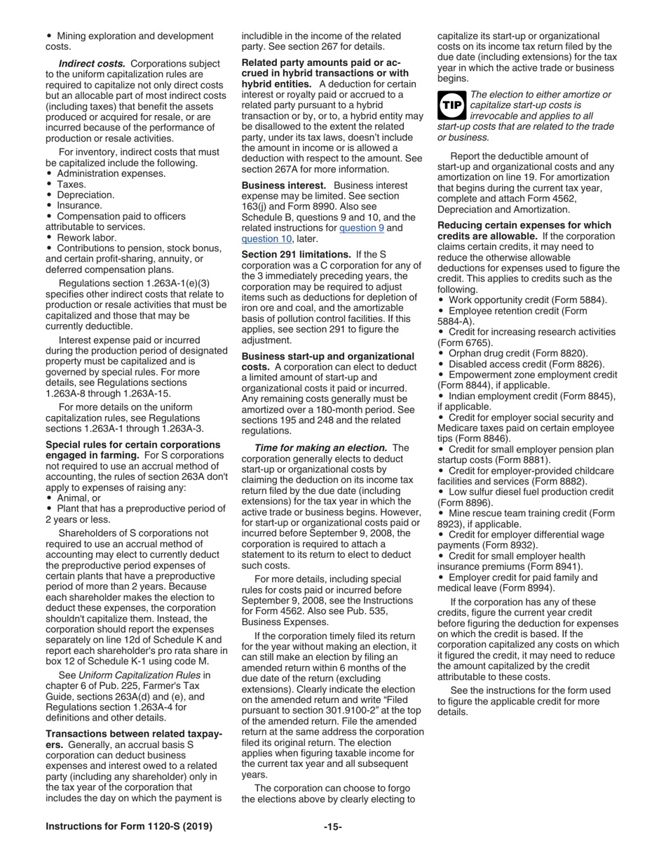 Instructions for IRS Form 1120-S U.S. Income Tax Return for an S Corporation, Page 15