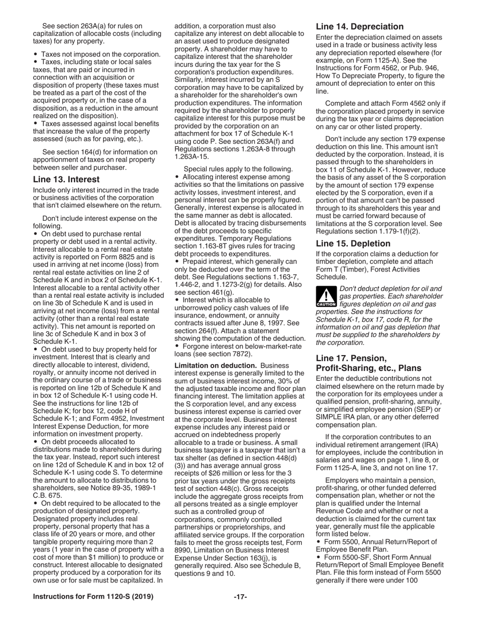 Instructions for IRS Form 1120-S U.S. Income Tax Return for an S Corporation, Page 17