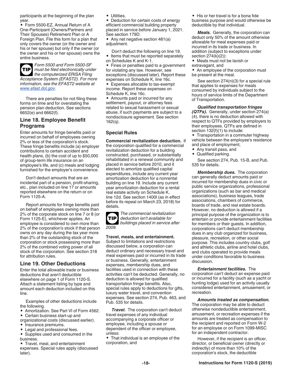 Instructions for IRS Form 1120-S U.S. Income Tax Return for an S Corporation, Page 18