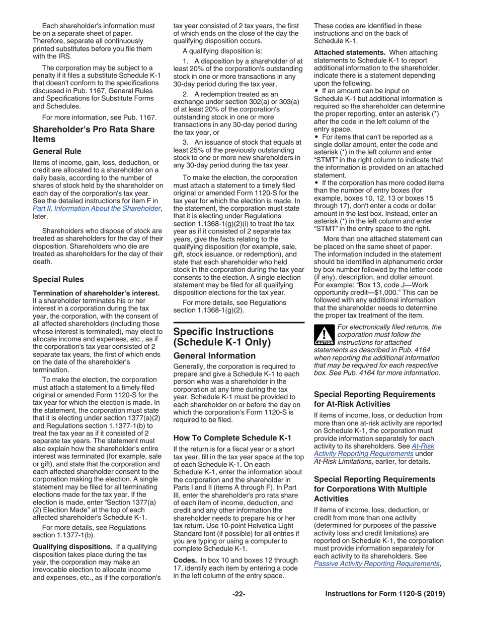 Instructions for IRS Form 1120-S U.S. Income Tax Return for an S Corporation, Page 22