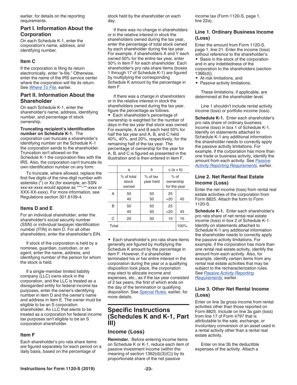 Instructions for IRS Form 1120-S U.S. Income Tax Return for an S Corporation, Page 23
