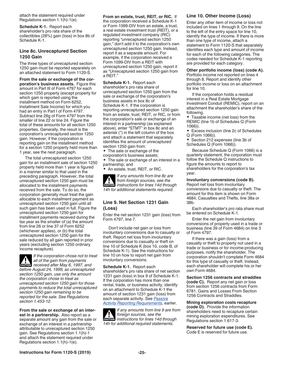 Instructions for IRS Form 1120-S U.S. Income Tax Return for an S Corporation, Page 25