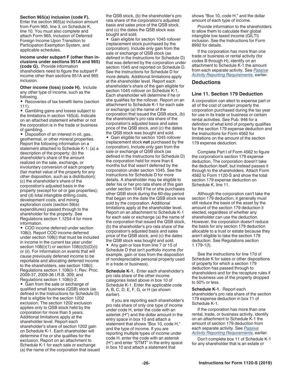 Instructions for IRS Form 1120-S U.S. Income Tax Return for an S Corporation, Page 26