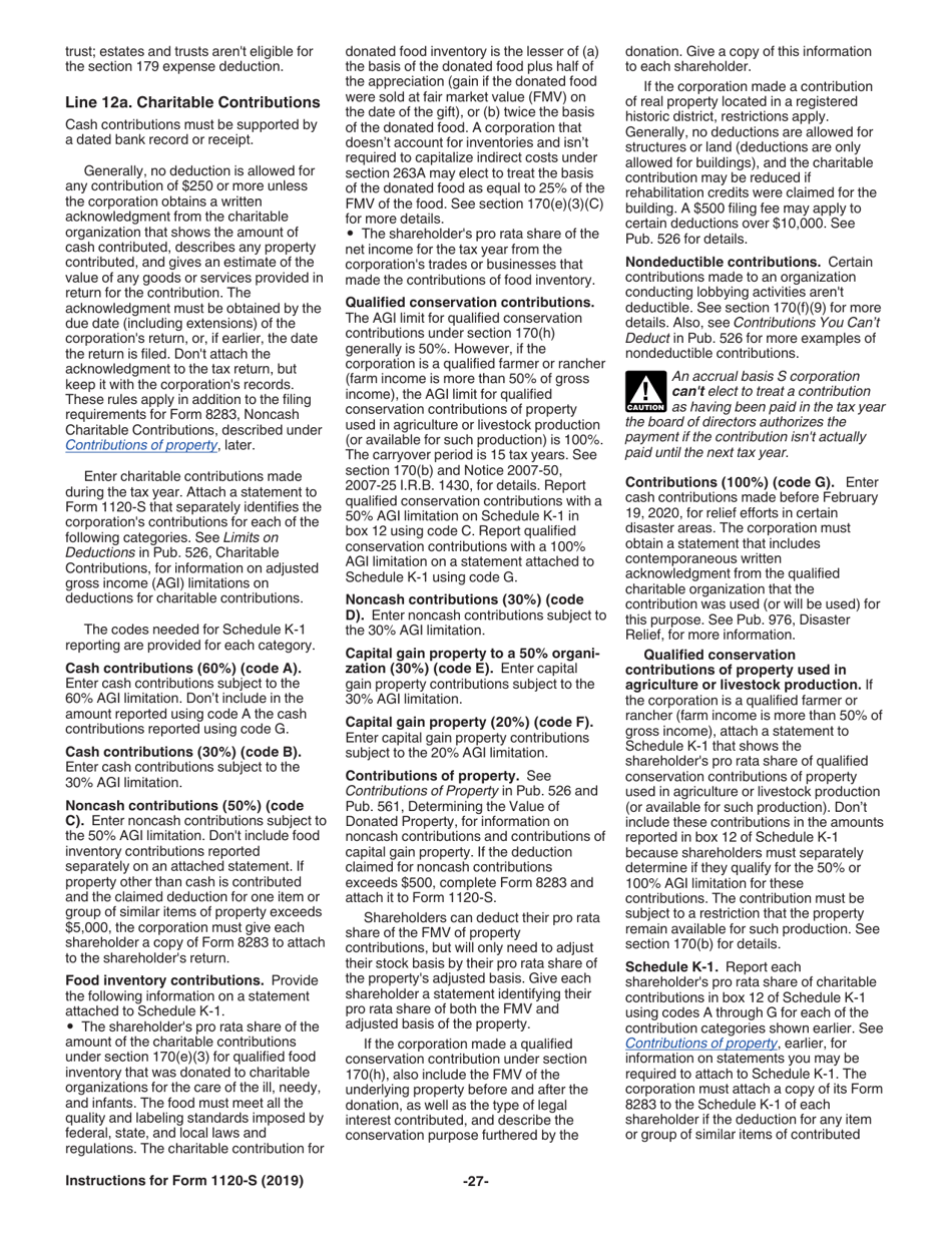 Instructions for IRS Form 1120-S U.S. Income Tax Return for an S Corporation, Page 27