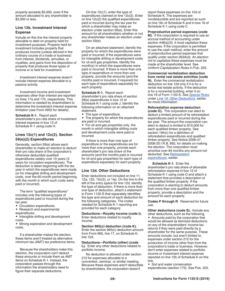 Instructions for IRS Form 1120-S U.S. Income Tax Return for an S Corporation, Page 28