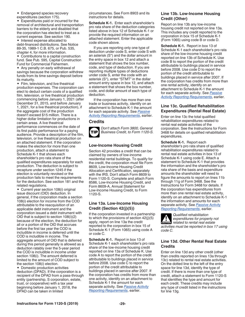Instructions for IRS Form 1120-S U.S. Income Tax Return for an S Corporation, Page 29