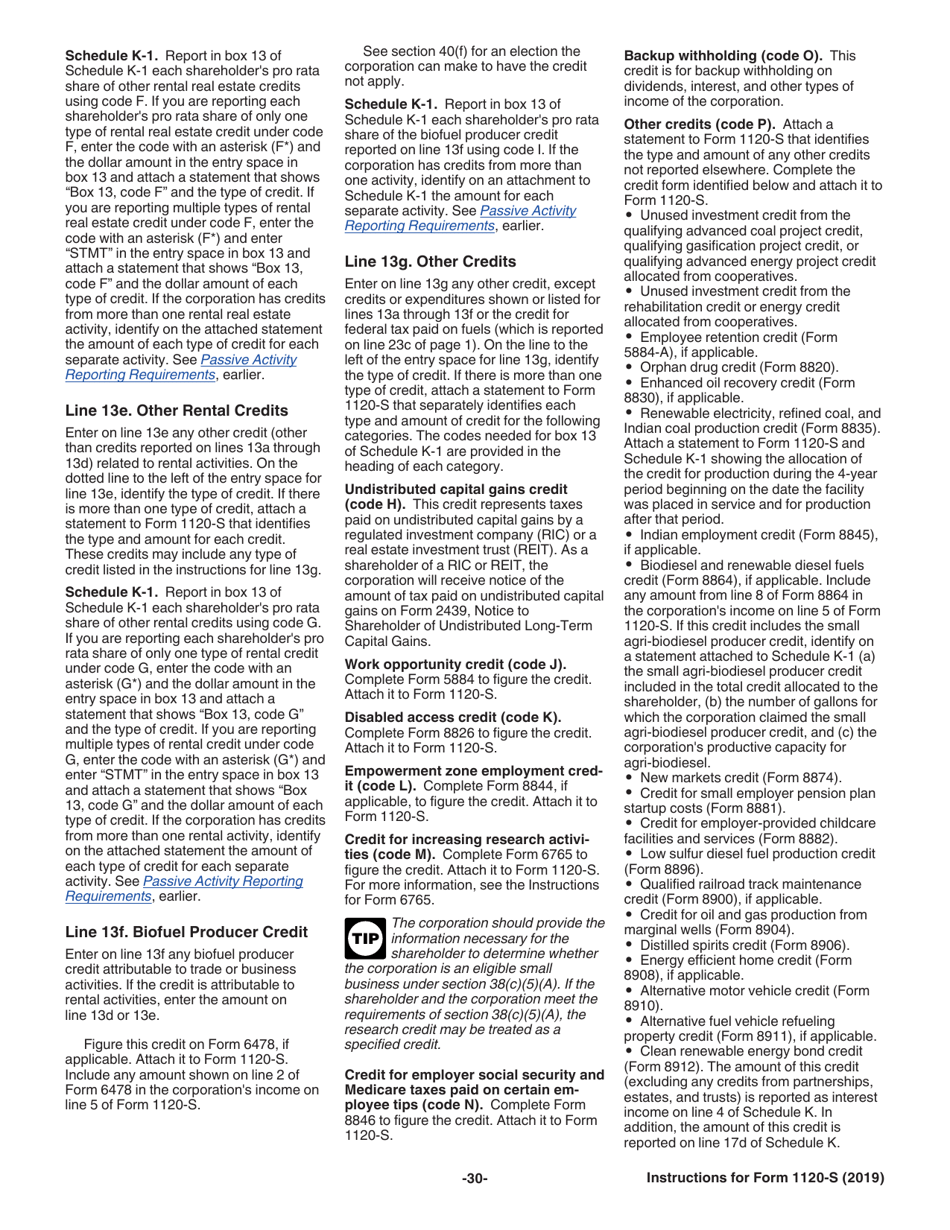 Instructions for IRS Form 1120-S U.S. Income Tax Return for an S Corporation, Page 30