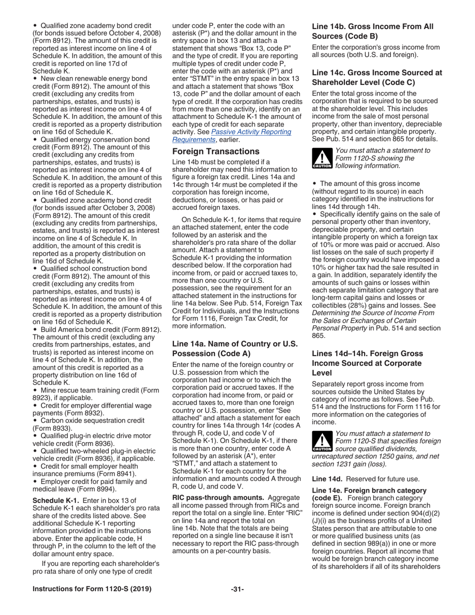 Instructions for IRS Form 1120-S U.S. Income Tax Return for an S Corporation, Page 31