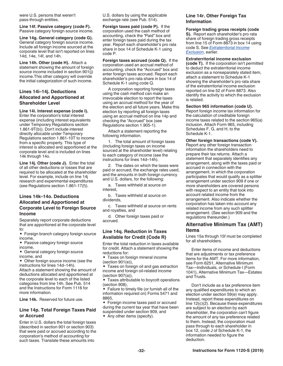 Instructions for IRS Form 1120-S U.S. Income Tax Return for an S Corporation, Page 32