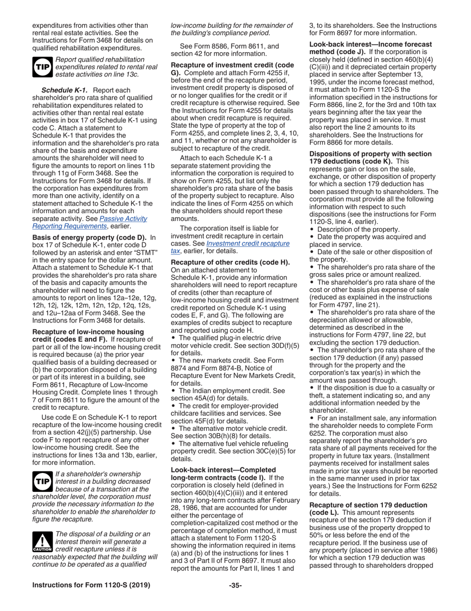 Instructions for IRS Form 1120-S U.S. Income Tax Return for an S Corporation, Page 35