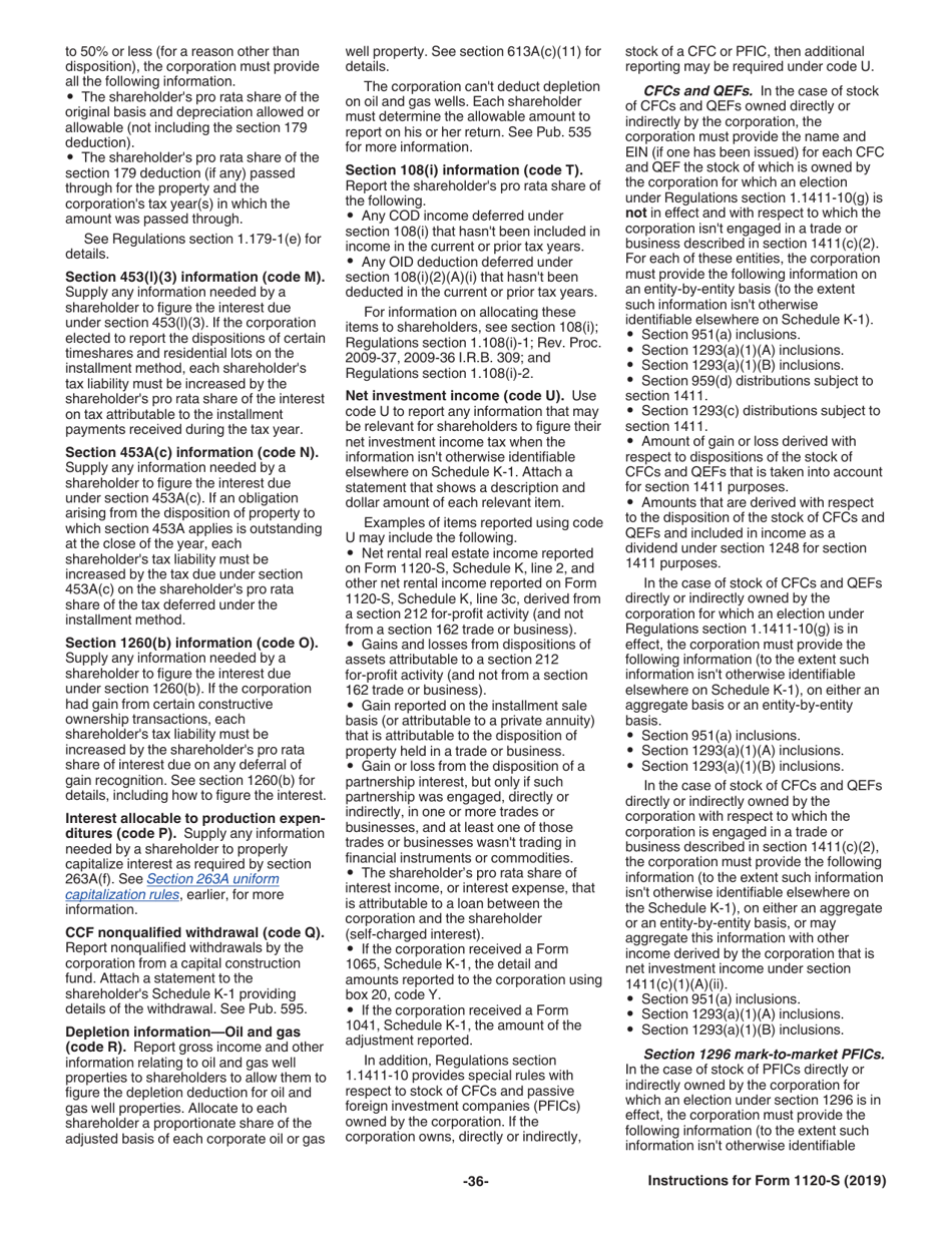 Instructions for IRS Form 1120-S U.S. Income Tax Return for an S Corporation, Page 36