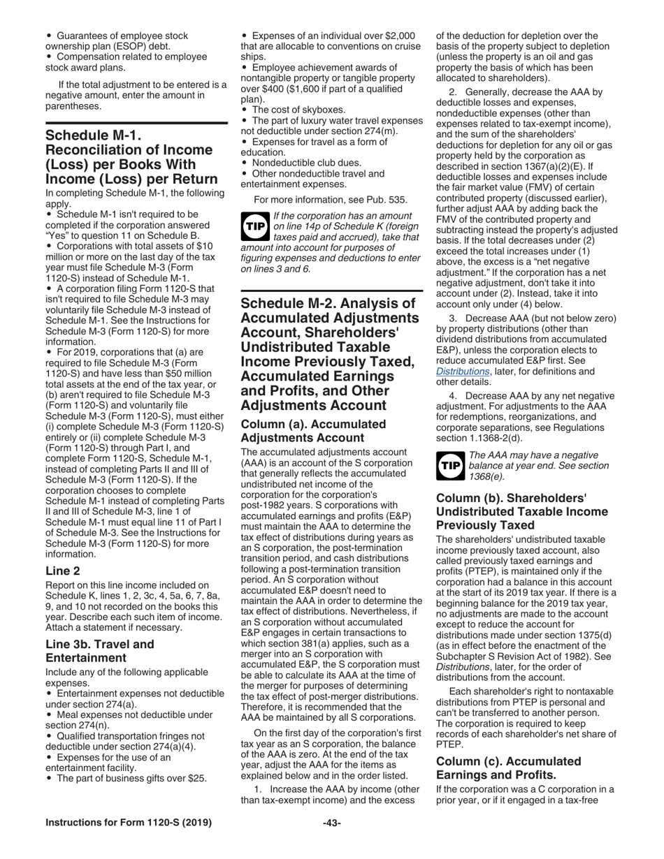 Instructions for IRS Form 1120-S U.S. Income Tax Return for an S Corporation, Page 43