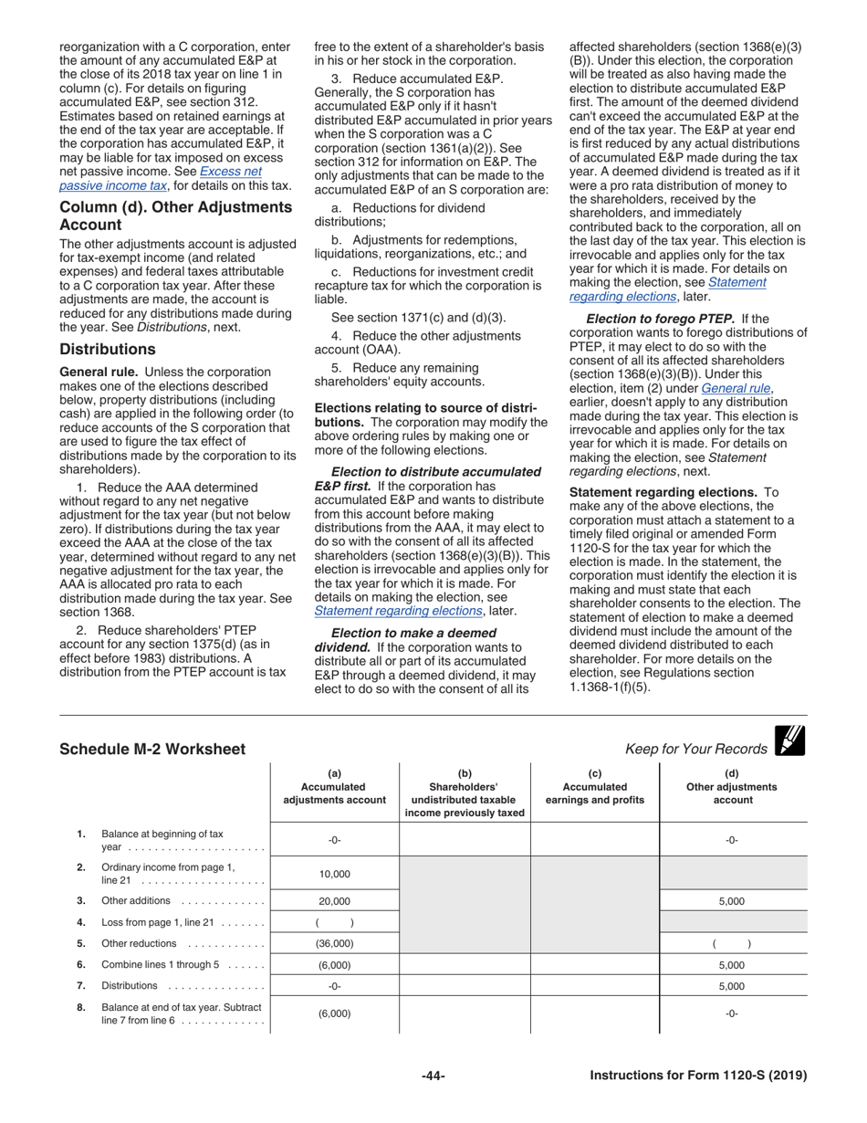Instructions for IRS Form 1120-S U.S. Income Tax Return for an S Corporation, Page 44