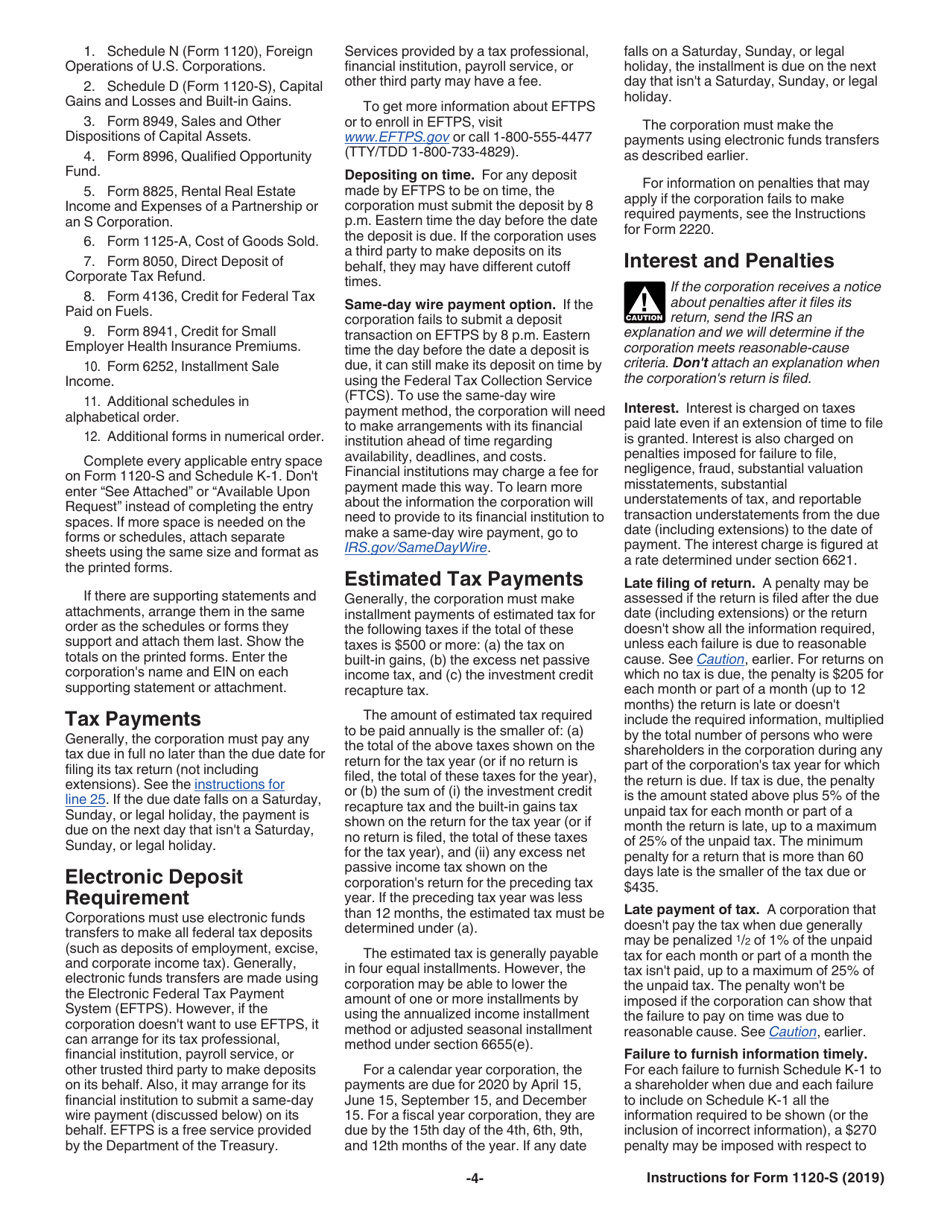 Instructions for IRS Form 1120-S U.S. Income Tax Return for an S Corporation, Page 4