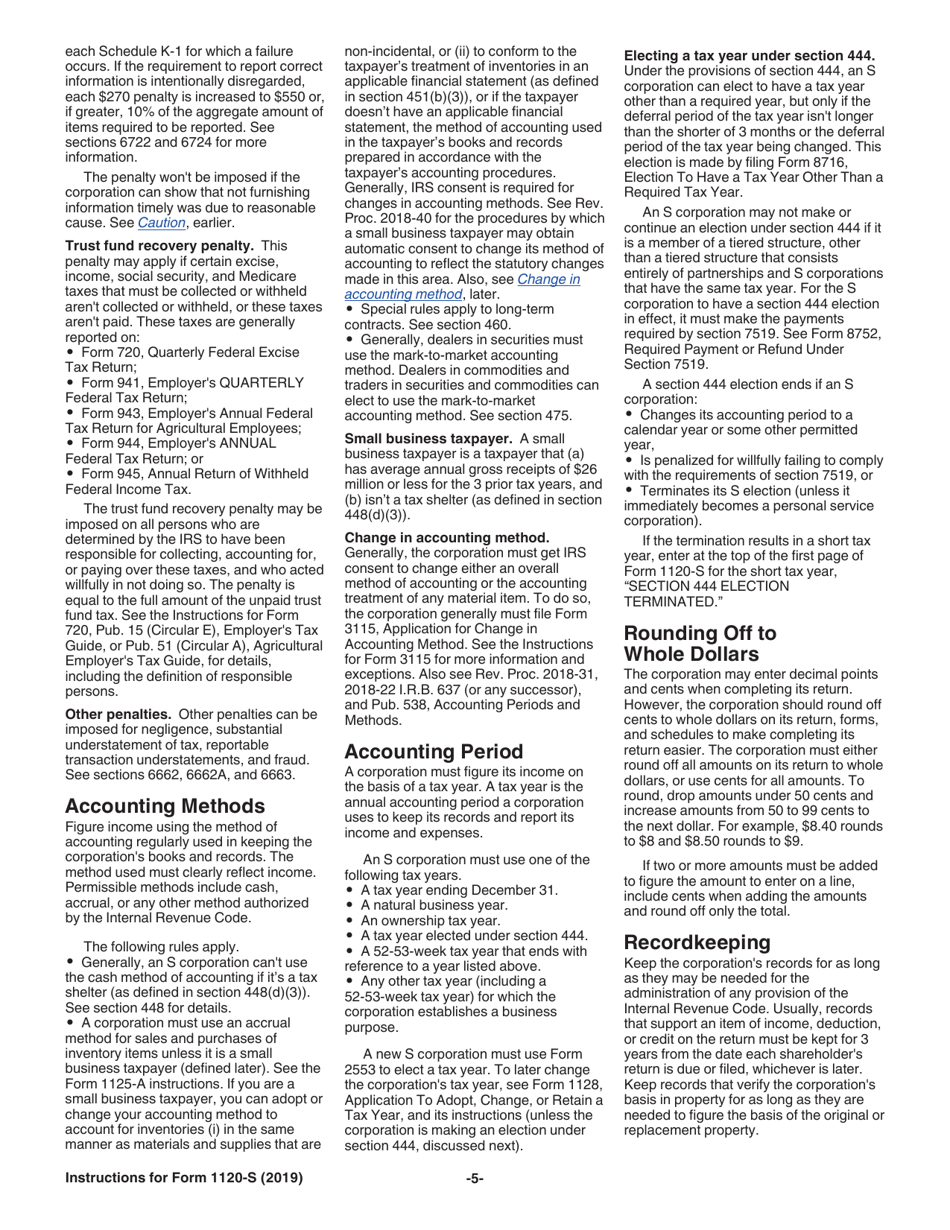 Instructions for IRS Form 1120-S U.S. Income Tax Return for an S Corporation, Page 5
