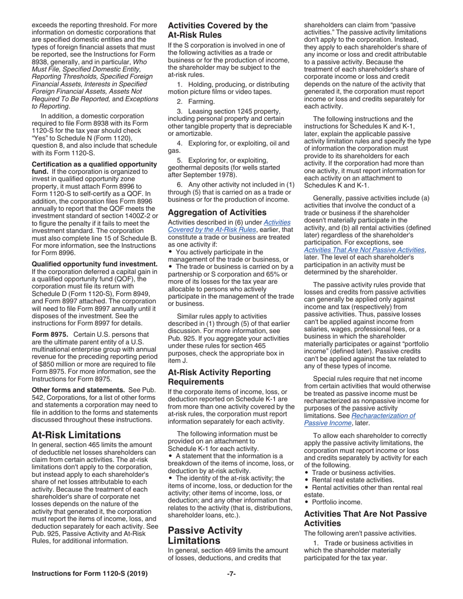 Instructions for IRS Form 1120-S U.S. Income Tax Return for an S Corporation, Page 7