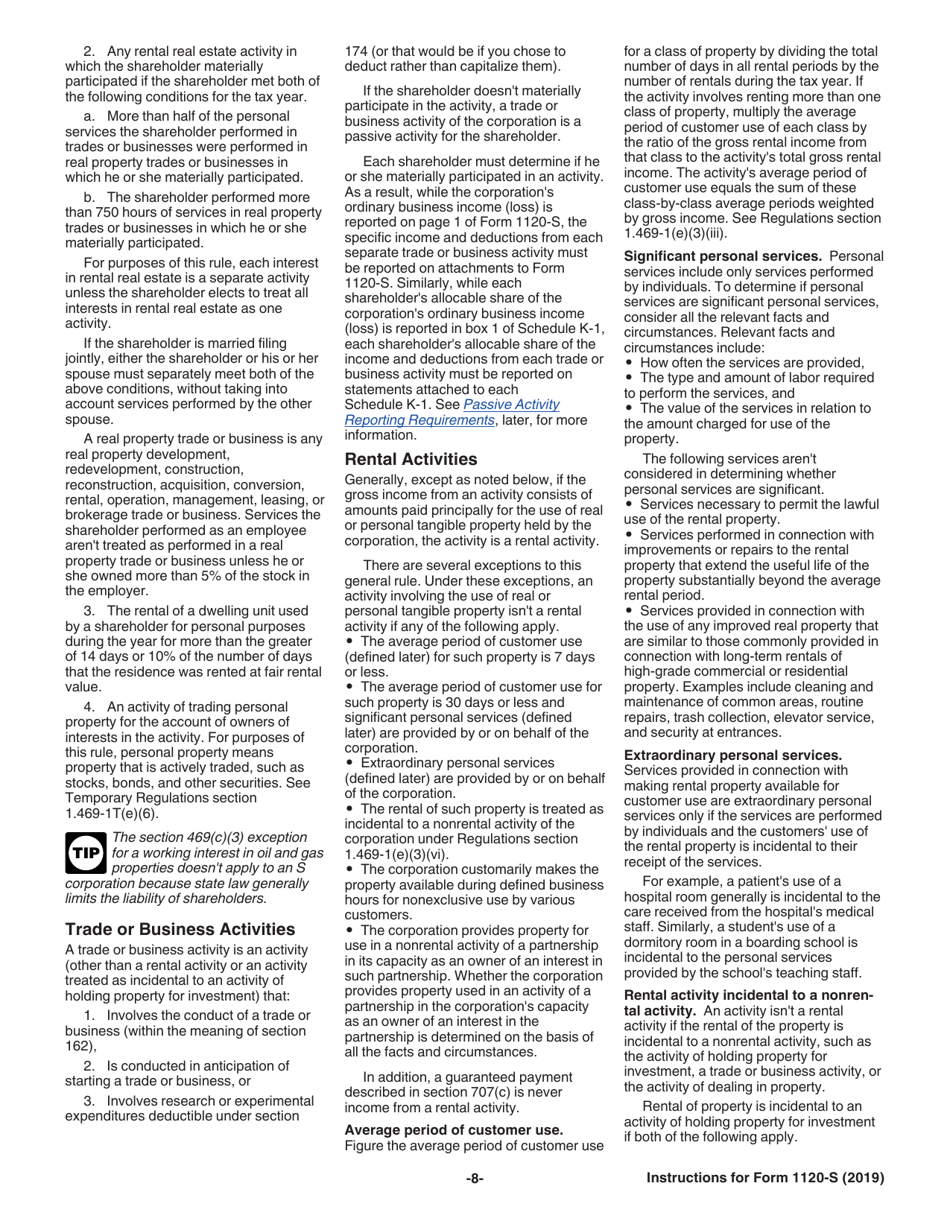 Instructions for IRS Form 1120-S U.S. Income Tax Return for an S Corporation, Page 8