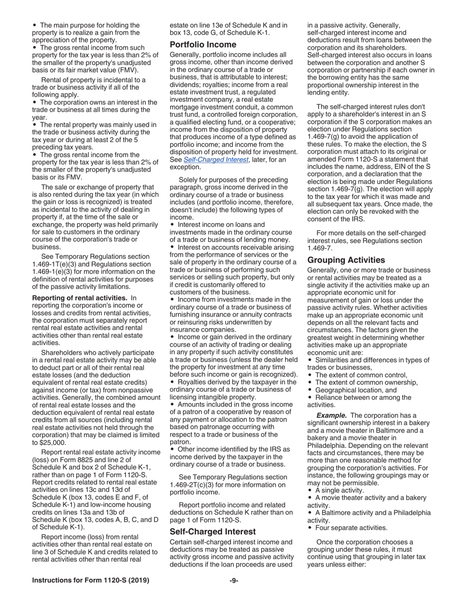 Instructions for IRS Form 1120-S U.S. Income Tax Return for an S Corporation, Page 9