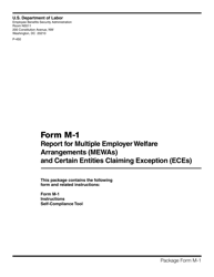 Document preview: Form M-1 Report for Multiple Employer Welfare Arrangements (Mewas) and Certain Entities Claiming Exception (Eces), 2015