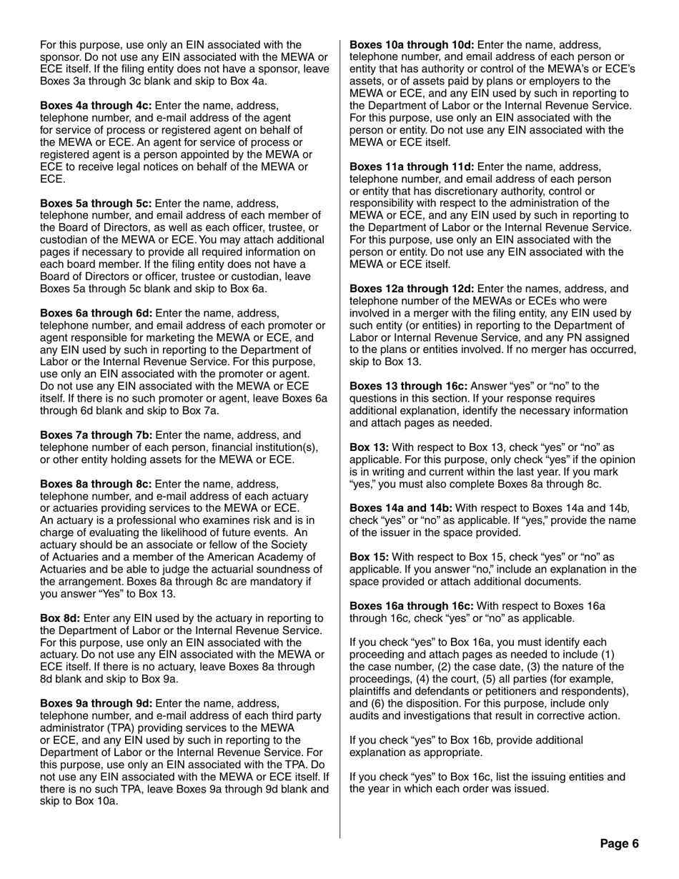 Form M-1 Report for Multiple Employer Welfare Arrangements (Mewas) and Certain Entities Claiming Exception (Eces), Page 11