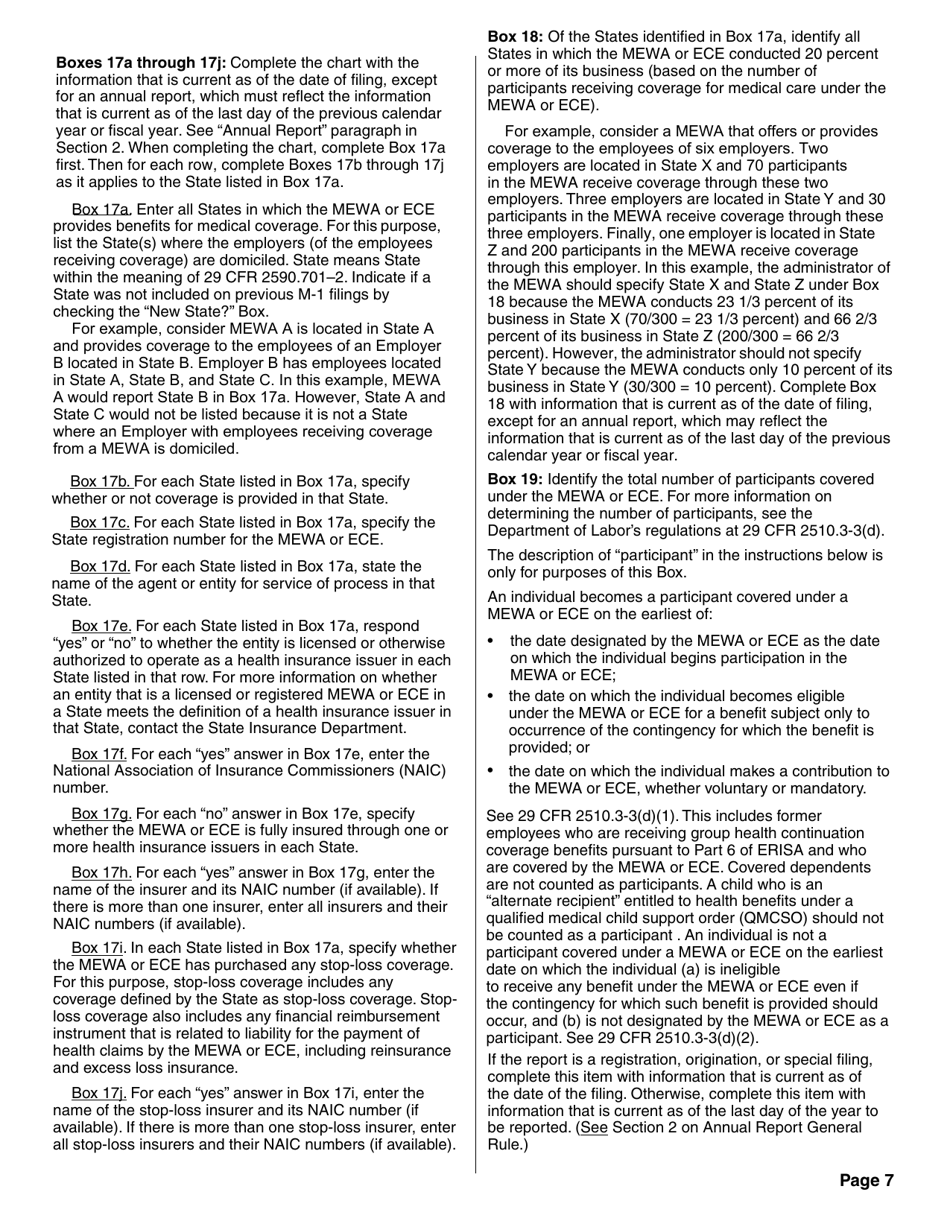 Form M-1 Report for Multiple Employer Welfare Arrangements (Mewas) and Certain Entities Claiming Exception (Eces), Page 12