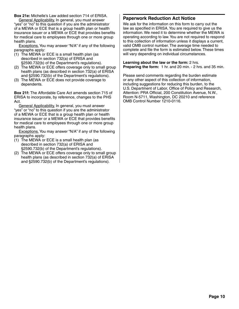 Form M-1 Report for Multiple Employer Welfare Arrangements (Mewas) and Certain Entities Claiming Exception (Eces), Page 15