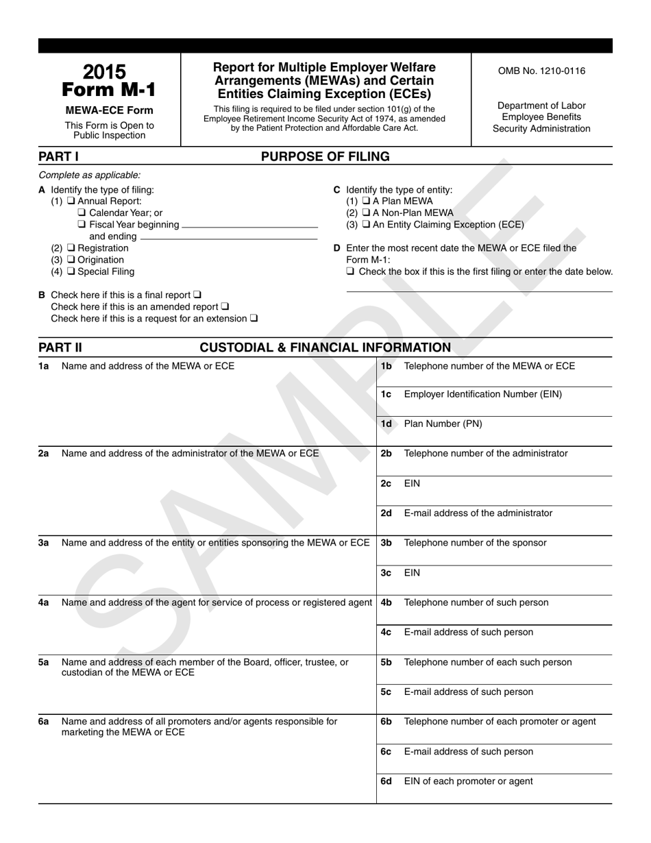 Form M-1 Report for Multiple Employer Welfare Arrangements (Mewas) and Certain Entities Claiming Exception (Eces), Page 3
