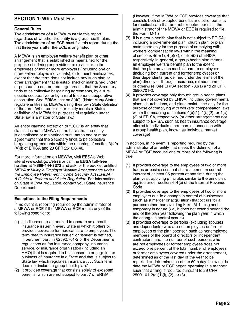 Form M-1 Report for Multiple Employer Welfare Arrangements (Mewas) and Certain Entities Claiming Exception (Eces), Page 7