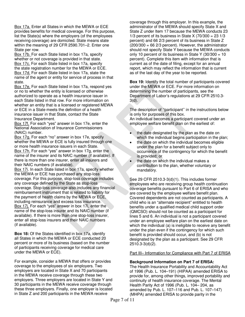 Instructions for Form M-1 Report for Multiple Employer Welfare Arrangements (Mewas) and Certain Entities Claiming Exception (Eces), Page 7