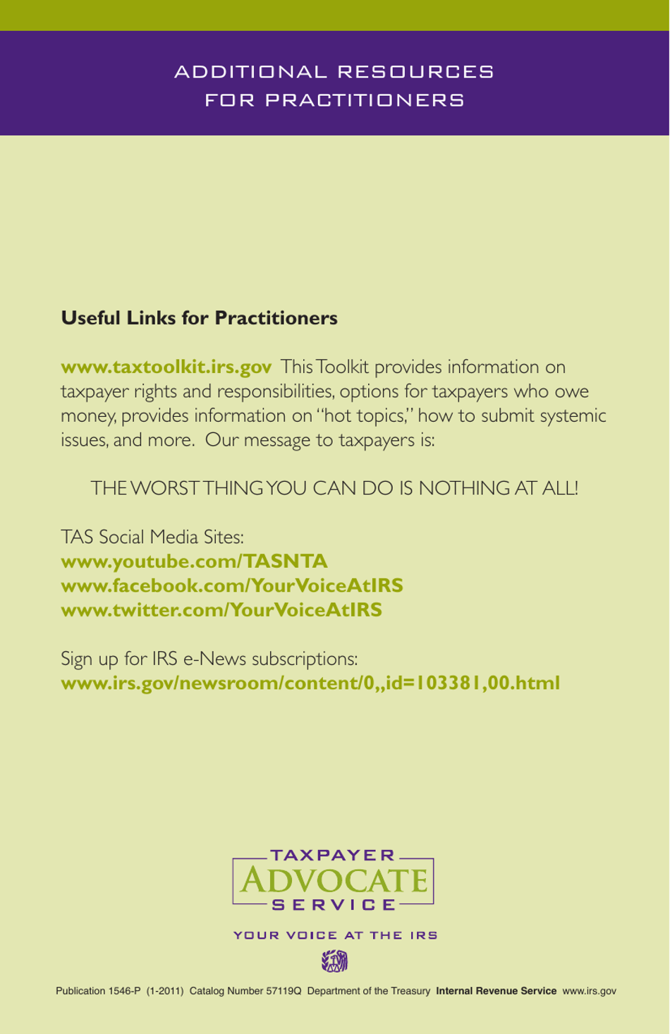 IRS Publication 1546 - the Taxpayer Advocate Service Is Here to Help, Page 4