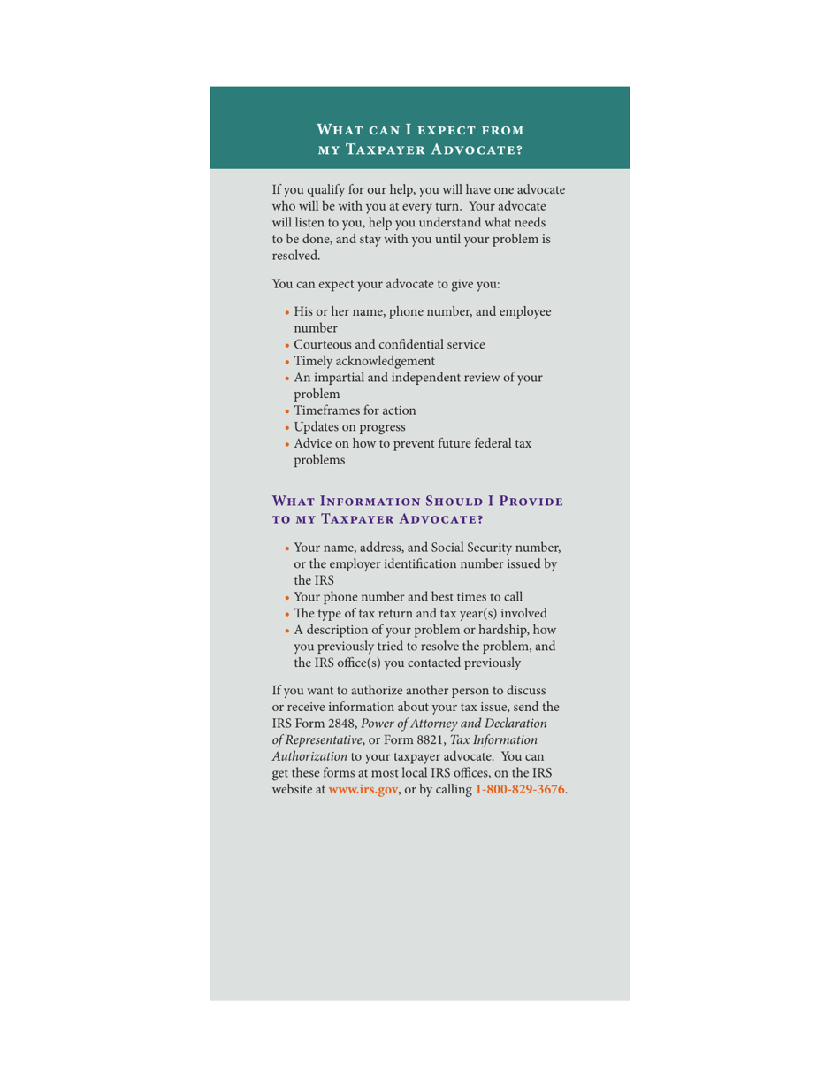 IRS Publication 1546 - the Taxpayer Advocate Service Is Here to Help, Page 5