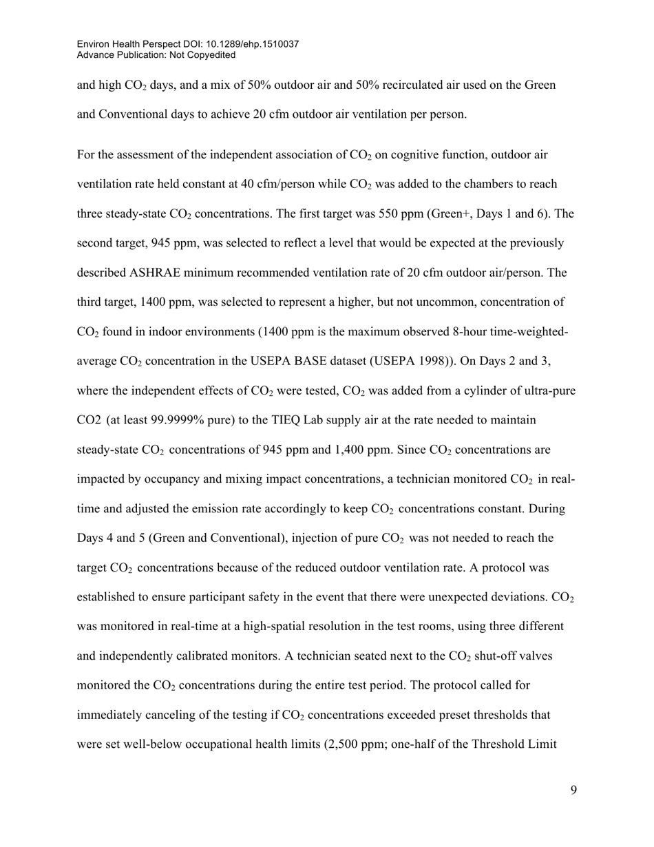 Associations of Cognitive Function Scores With Carbon Dioxide, Ventilation, and Volatile Organic Compound Exposures in Office Workers: a Controlled Exposure Study of Green and Conventional Office Environments, Page 10