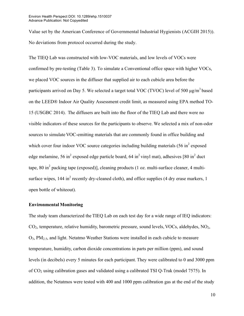 Associations of Cognitive Function Scores With Carbon Dioxide, Ventilation, and Volatile Organic Compound Exposures in Office Workers: a Controlled Exposure Study of Green and Conventional Office Environments, Page 11
