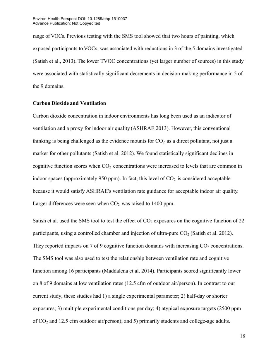 Associations of Cognitive Function Scores With Carbon Dioxide, Ventilation, and Volatile Organic Compound Exposures in Office Workers: a Controlled Exposure Study of Green and Conventional Office Environments, Page 19