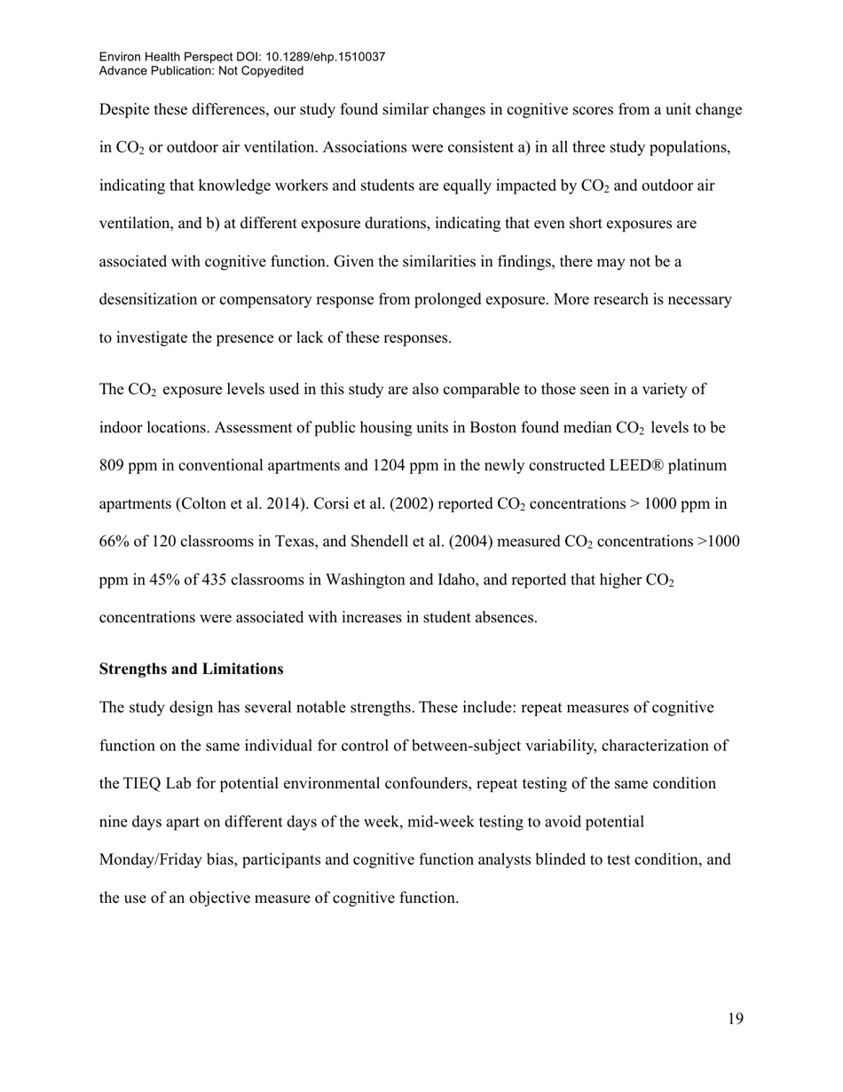 Associations of Cognitive Function Scores With Carbon Dioxide, Ventilation, and Volatile Organic Compound Exposures in Office Workers: a Controlled Exposure Study of Green and Conventional Office Environments, Page 20