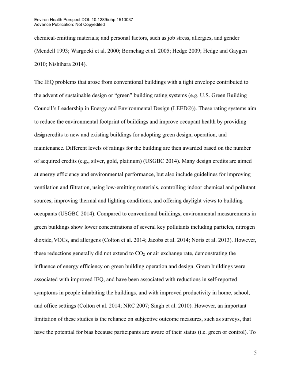 Associations of Cognitive Function Scores With Carbon Dioxide, Ventilation, and Volatile Organic Compound Exposures in Office Workers: a Controlled Exposure Study of Green and Conventional Office Environments, Page 6
