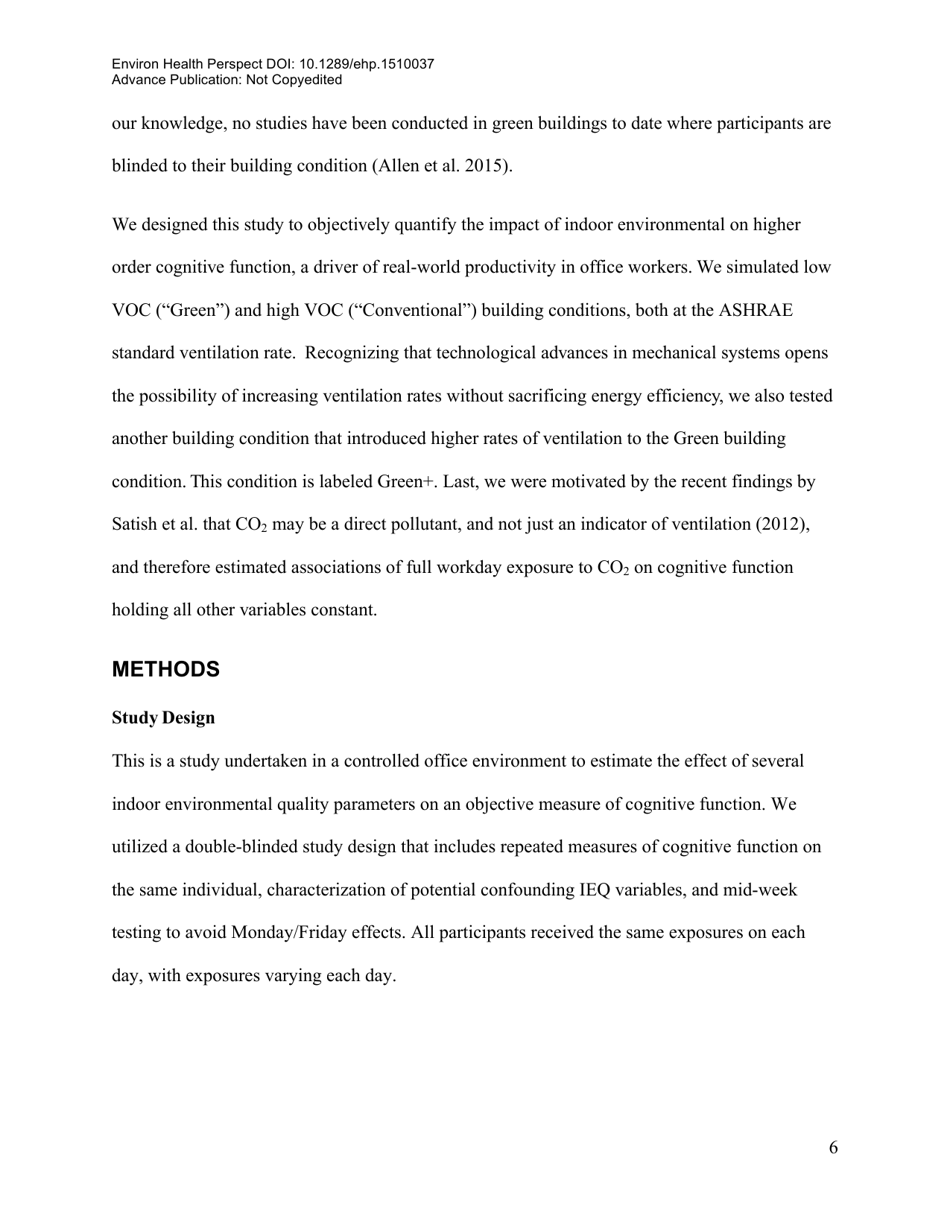 Associations of Cognitive Function Scores With Carbon Dioxide, Ventilation, and Volatile Organic Compound Exposures in Office Workers: a Controlled Exposure Study of Green and Conventional Office Environments, Page 7