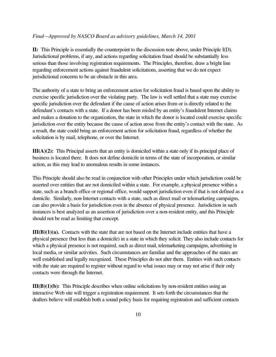 The Charleston Principles: Guidelines on Charitable Solicitations Using the Internet, Page 10