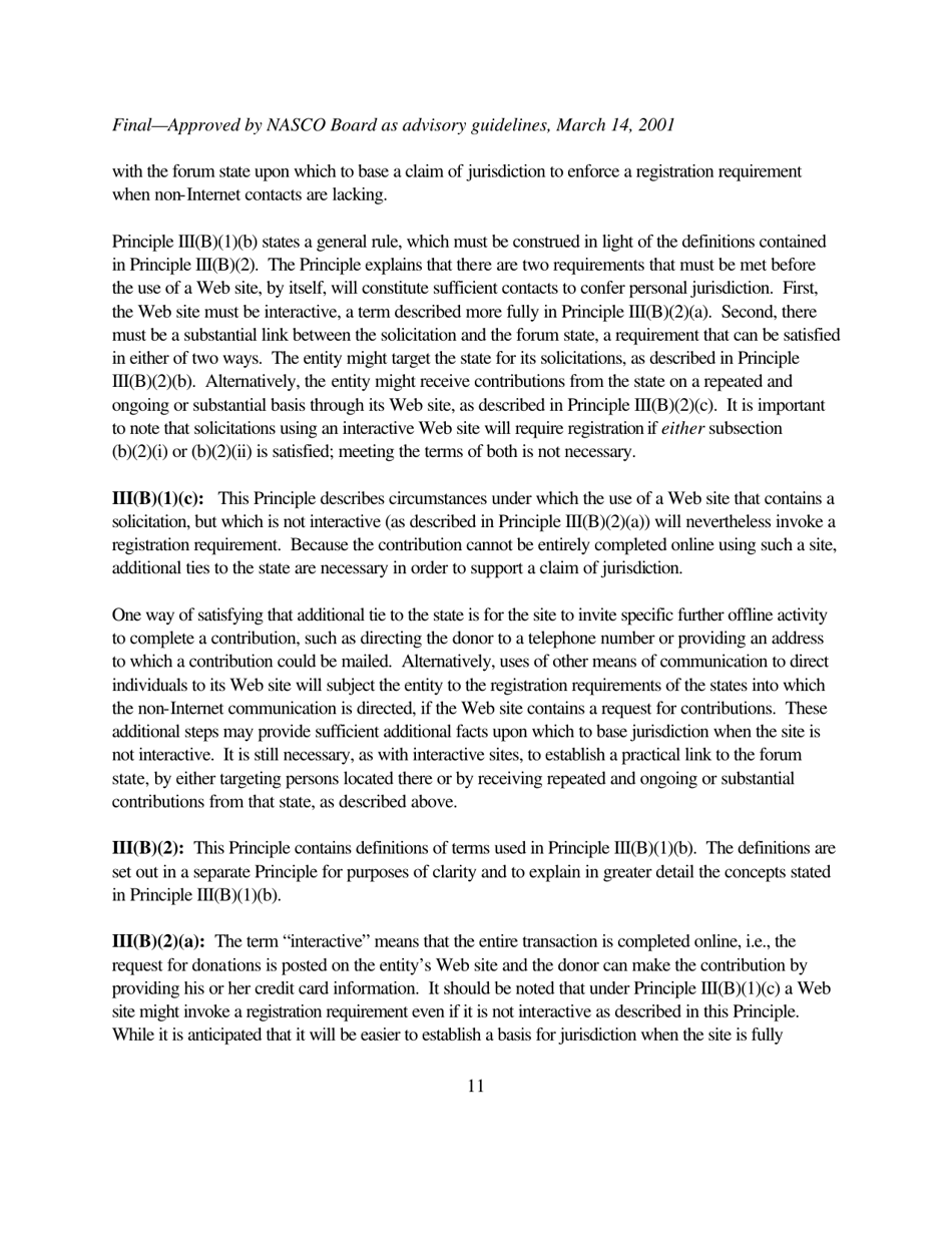The Charleston Principles: Guidelines on Charitable Solicitations Using the Internet, Page 11