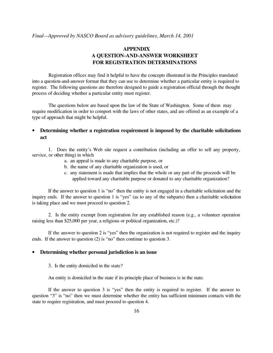 The Charleston Principles: Guidelines on Charitable Solicitations Using the Internet, Page 16