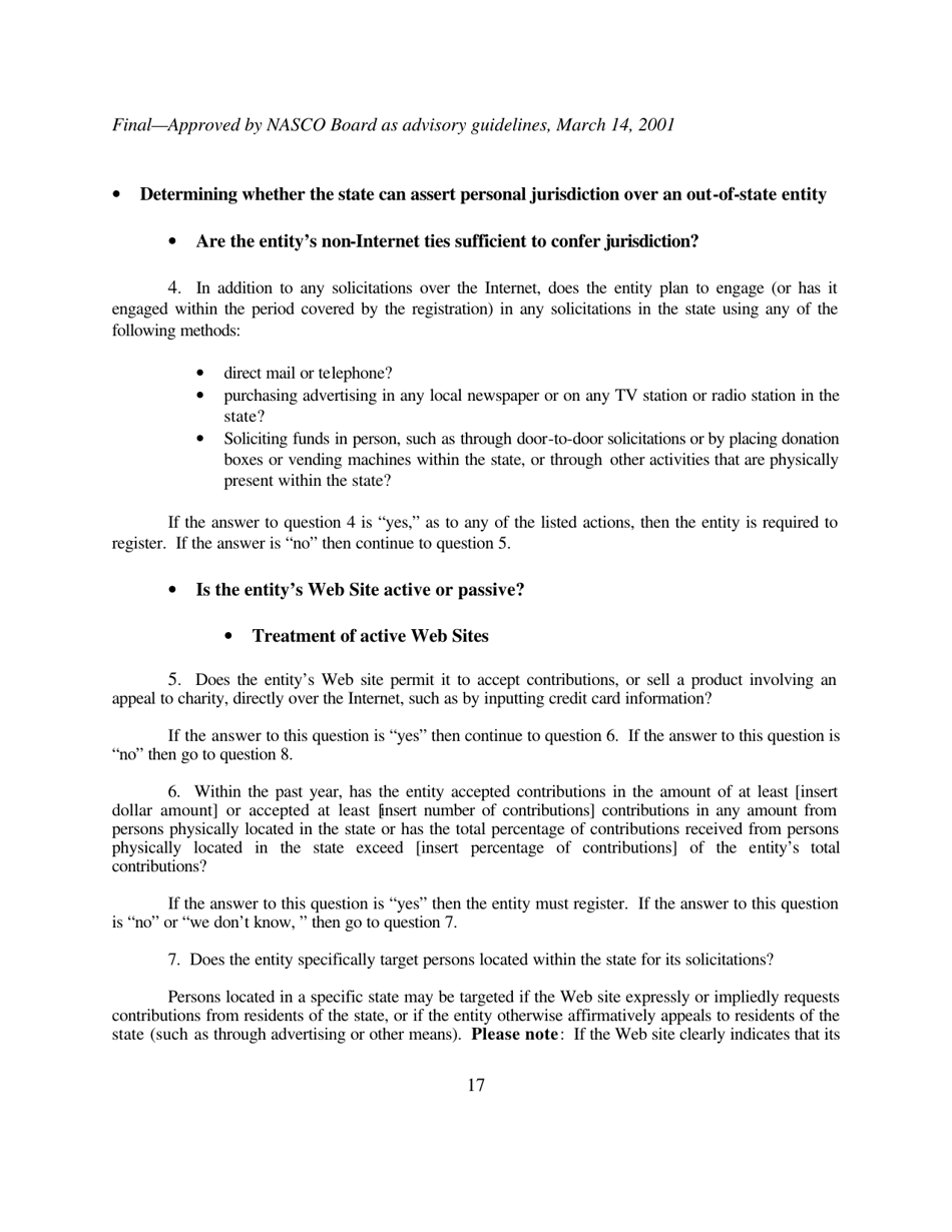 The Charleston Principles: Guidelines on Charitable Solicitations Using the Internet, Page 17