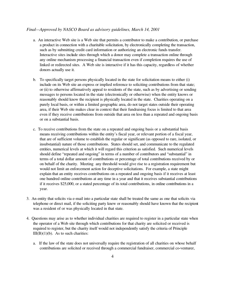 The Charleston Principles: Guidelines on Charitable Solicitations Using the Internet, Page 4