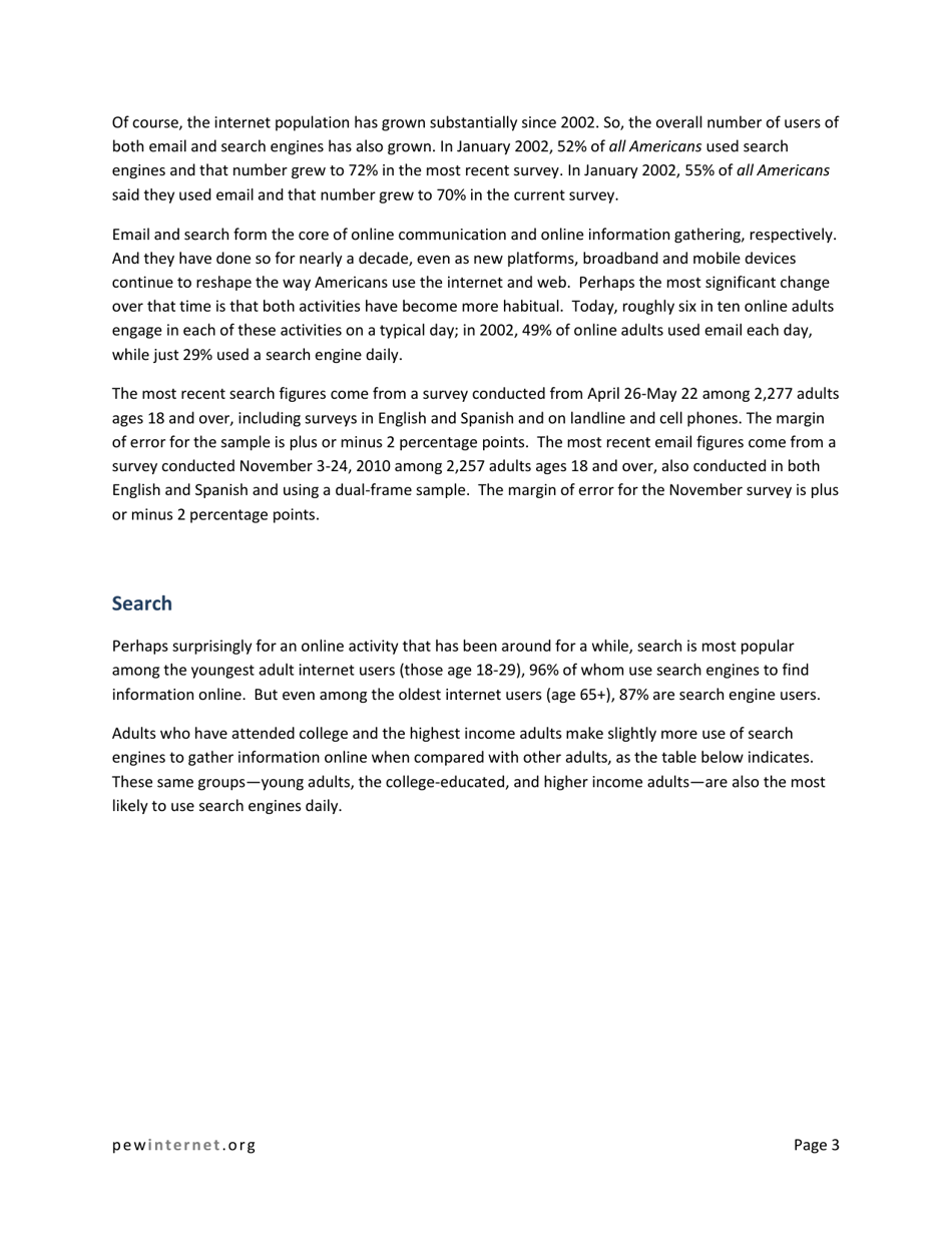 Search and Email Still Top the List of Most Popular Online Activities - Pew Research Center, Page 3