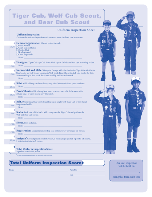 Uniform Inspection Sheet