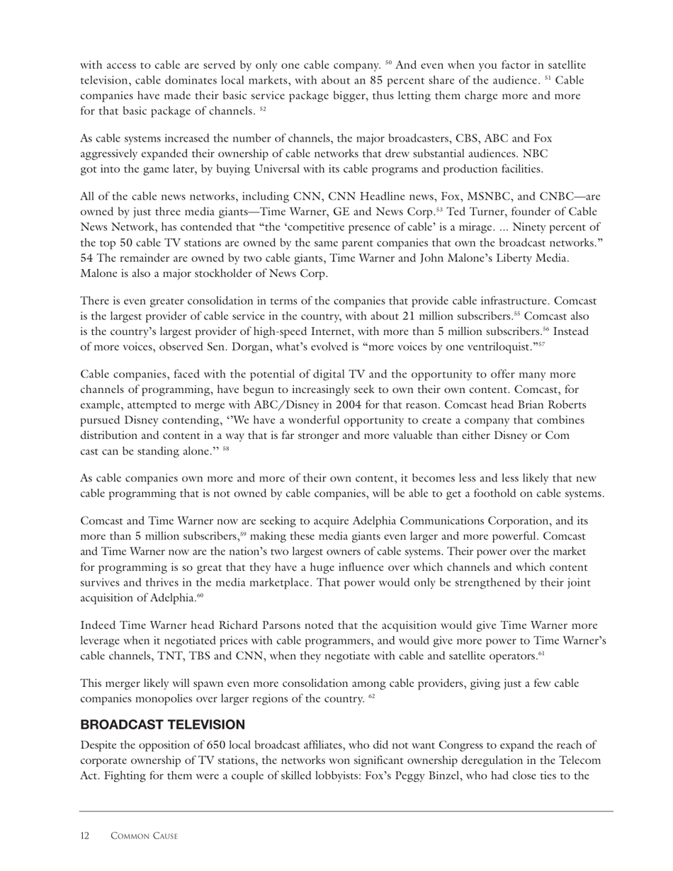 The Fallout From the Telecommunications Act of 1996: Unintended Consequences and Lessons Learned - Common Cause Education Fund, Page 12