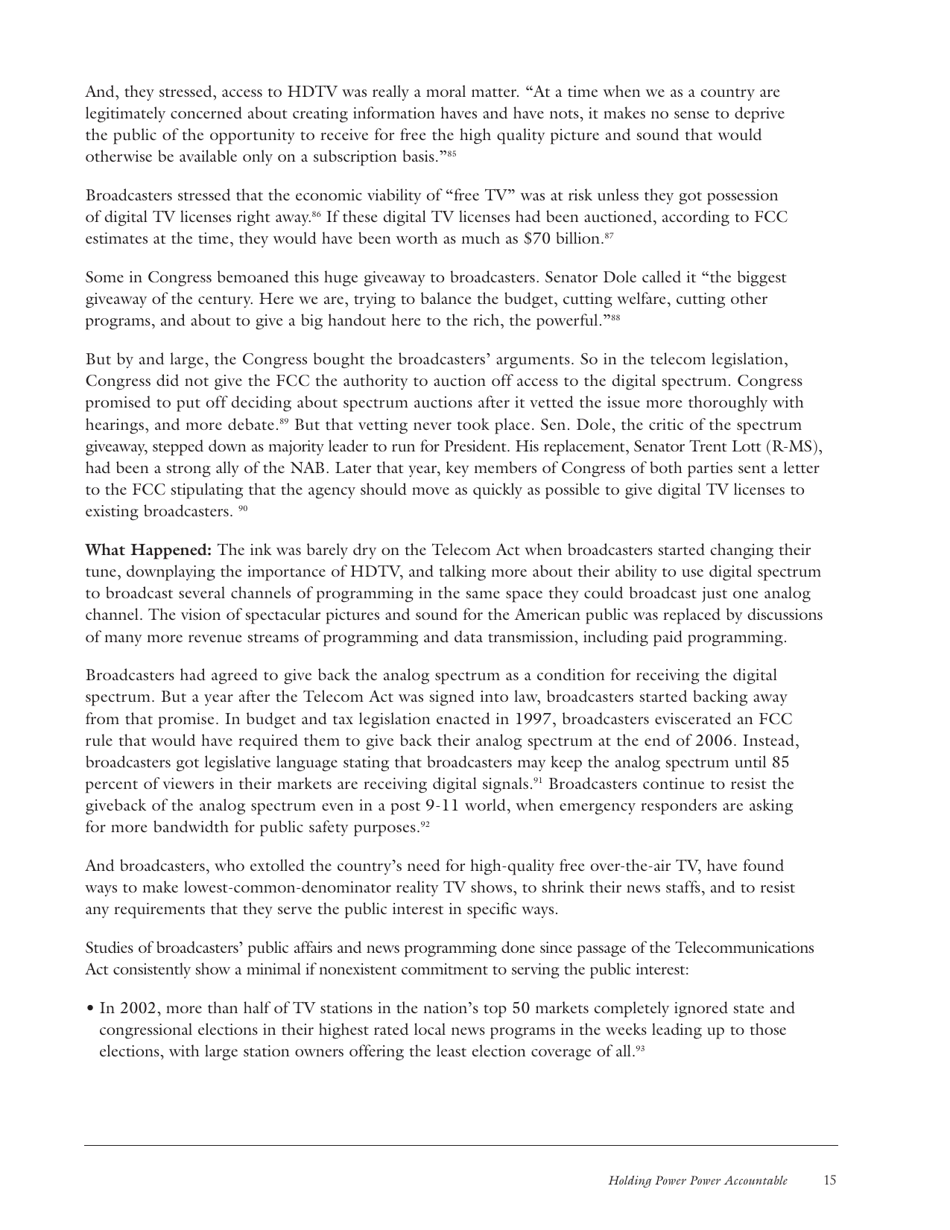 The Fallout From the Telecommunications Act of 1996: Unintended Consequences and Lessons Learned - Common Cause Education Fund, Page 15