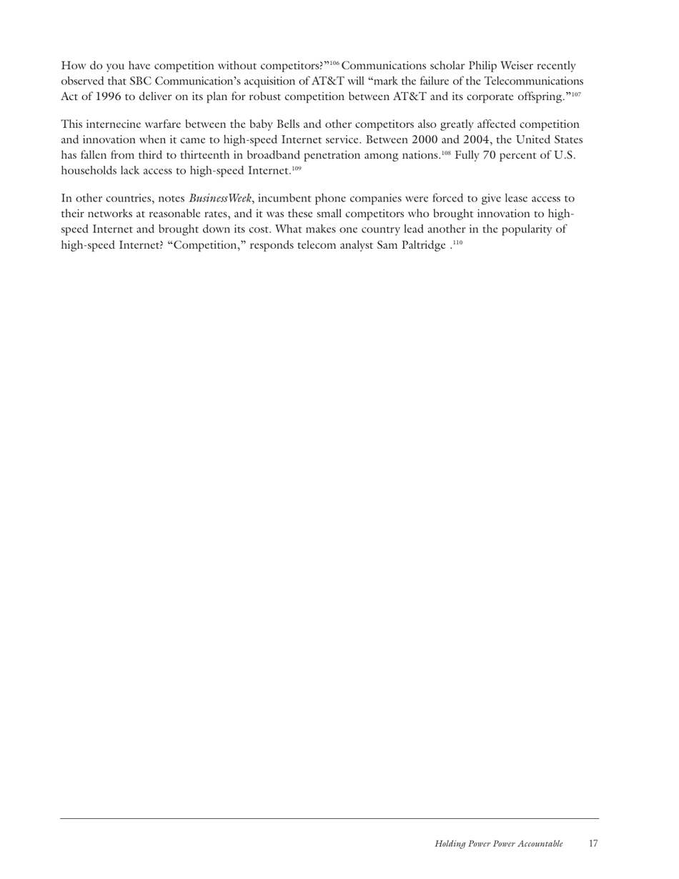 The Fallout From the Telecommunications Act of 1996: Unintended Consequences and Lessons Learned - Common Cause Education Fund, Page 17