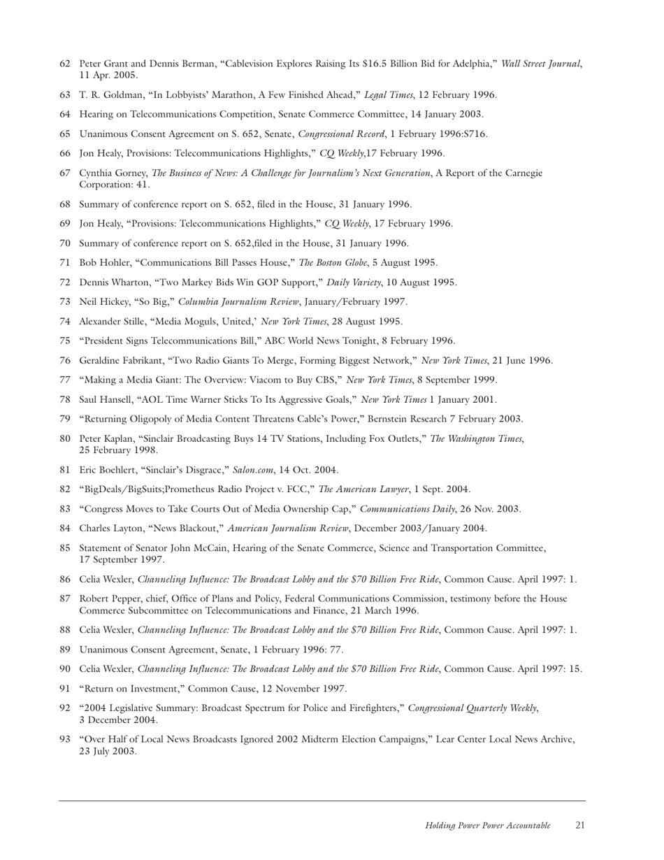 The Fallout From the Telecommunications Act of 1996: Unintended Consequences and Lessons Learned - Common Cause Education Fund, Page 21