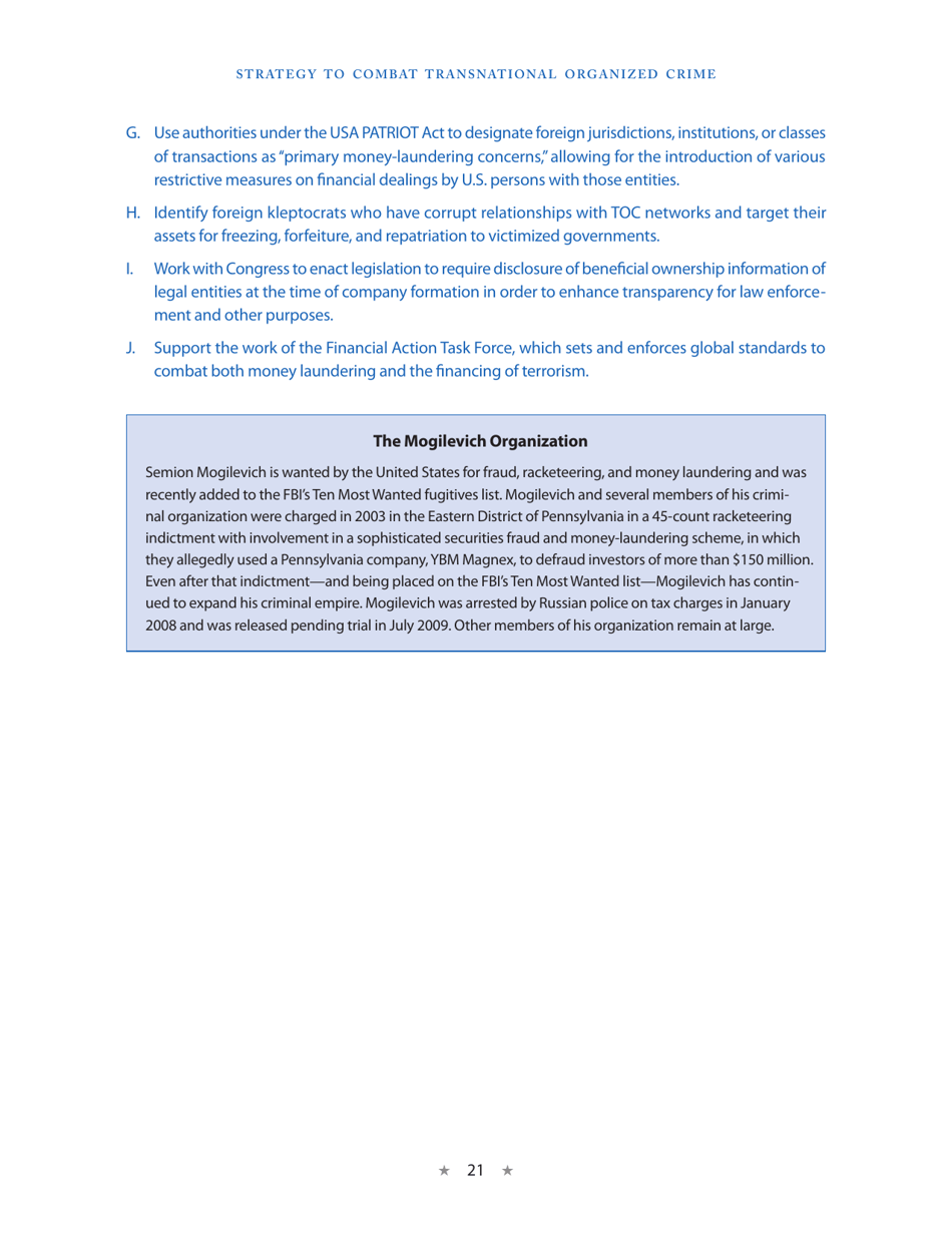 Strategy to Combat Transnational Organized Crime, Page 29