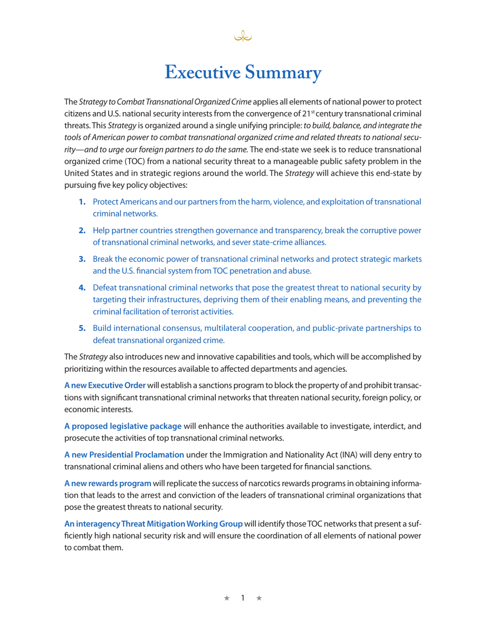 Strategy to Combat Transnational Organized Crime, Page 9